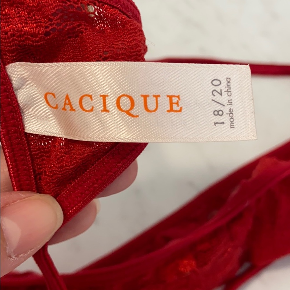 Cacique Red lace Négligée w/string thong 18/20 - Picture 3 of 5